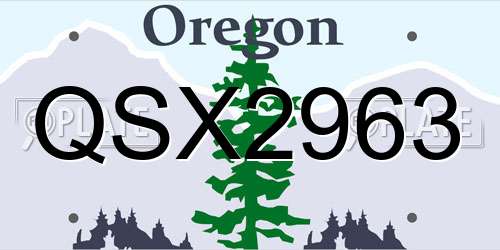QSX2963 Oregon License Plate