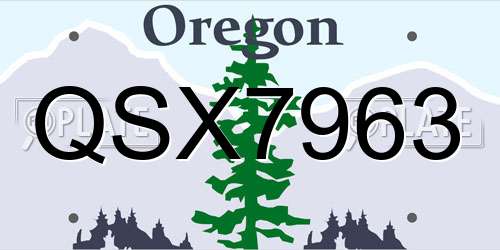 QSX7963 Oregon License Plate