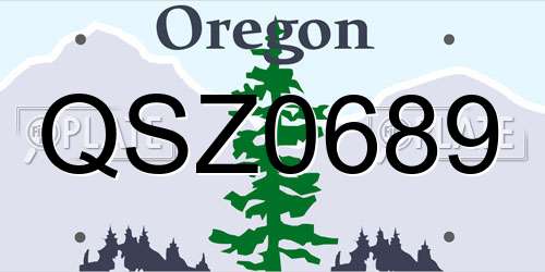 QSZ0689 Oregon License Plate