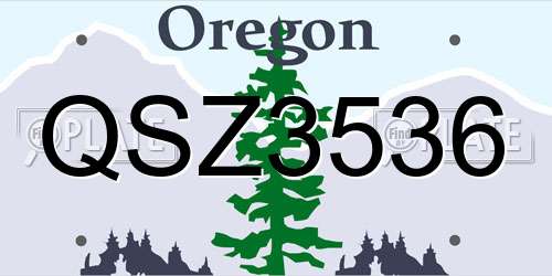 QSZ3536 Oregon License Plate