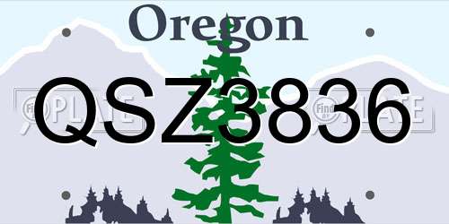 QSZ3836 Oregon License Plate
