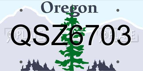 QSZ6703 Oregon License Plate