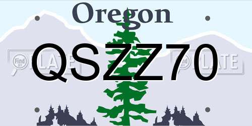 QSZZ70 Oregon License Plate
