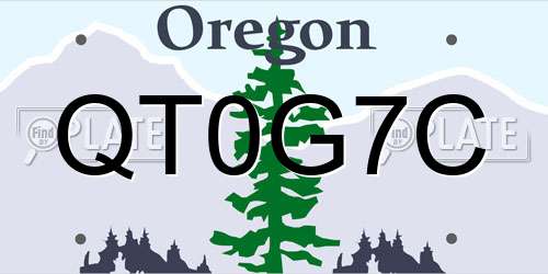 QT0G7C Oregon License Plate