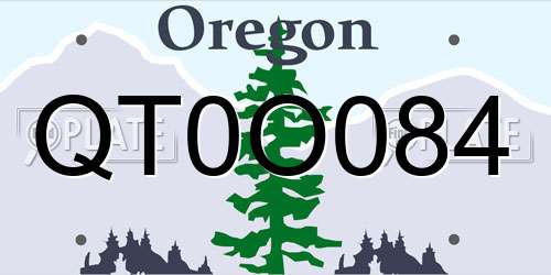 QT0O084 Oregon License Plate