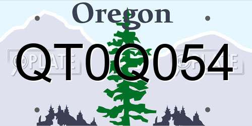 QT0Q054 Oregon License Plate