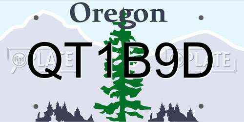 QT1B9D Oregon License Plate