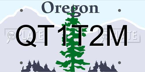 QT1T2M Oregon License Plate