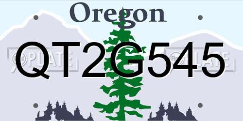 QT2G545 Oregon License Plate