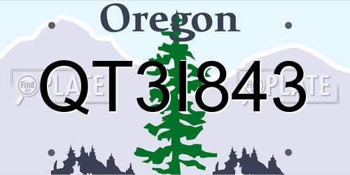 QT3I843 Oregon License Plate