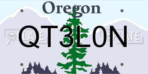 QT3L0N Oregon License Plate
