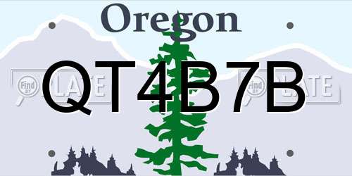 QT4B7B Oregon License Plate