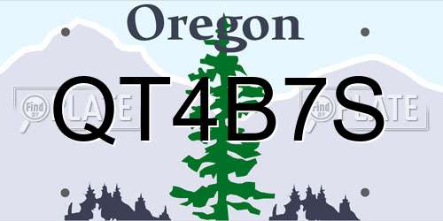 QT4B7S Oregon License Plate