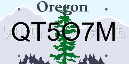 QT5O7M Oregon License Plate