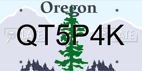 QT5P4K Oregon License Plate