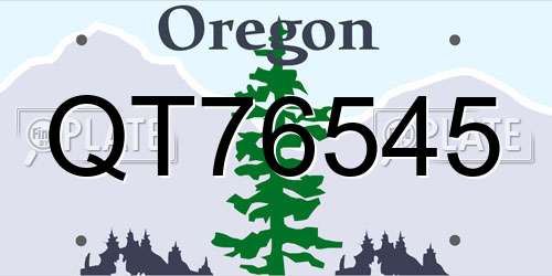 QT76545 Oregon License Plate