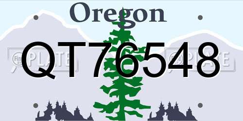 QT76548 Oregon License Plate