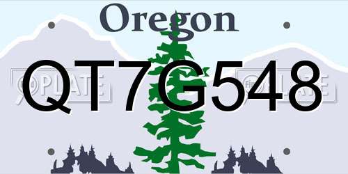 QT7G548 Oregon License Plate