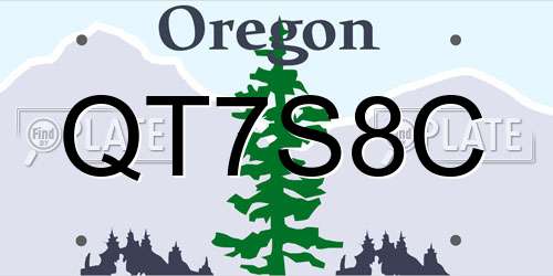 QT7S8C Oregon License Plate