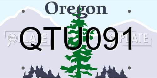 QTU091 Oregon License Plate