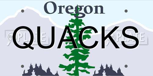 QUACKS Oregon License Plate