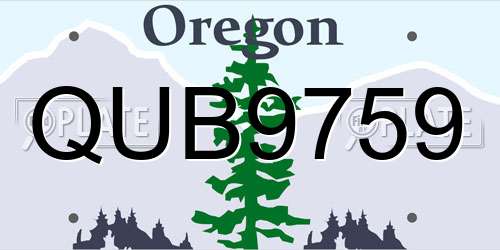 QUB9759 Oregon License Plate