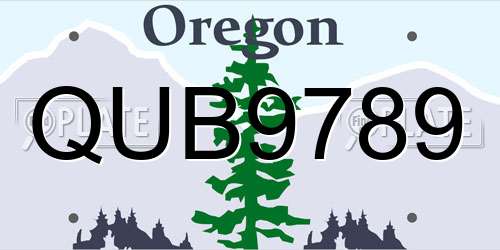QUB9789 Oregon License Plate