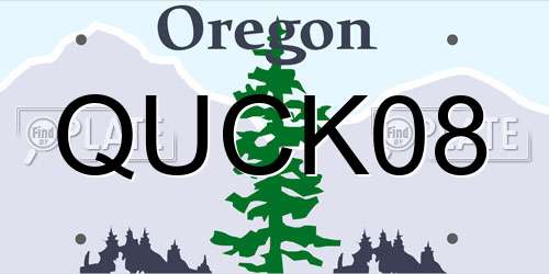 QUCK08 Oregon License Plate
