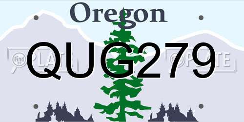 QUG279 Oregon License Plate