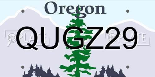 QUGZ29 Oregon License Plate