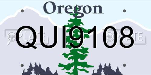 QUI9108 Oregon License Plate
