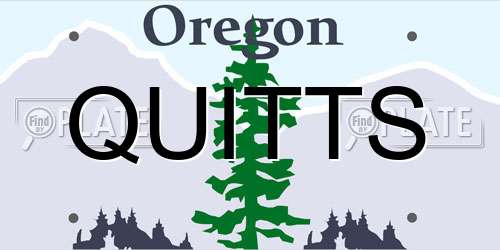 QUITTS Oregon License Plate