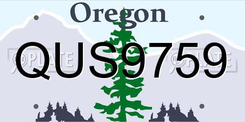 QUS9759 Oregon License Plate