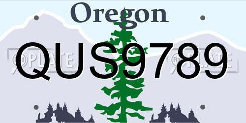 QUS9789 Oregon License Plate