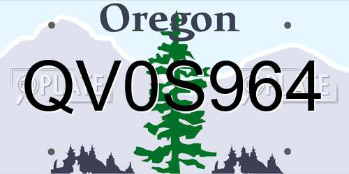 QV0S964 Oregon License Plate