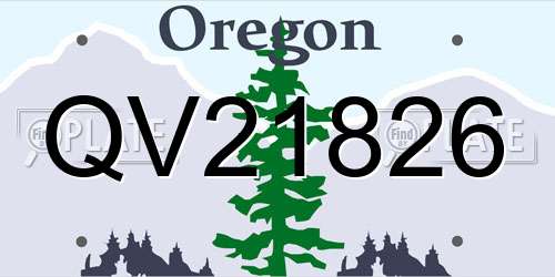 QV21826 Oregon License Plate