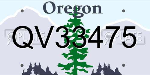 QV33475 Oregon License Plate