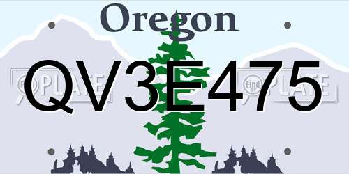 QV3E475 Oregon License Plate
