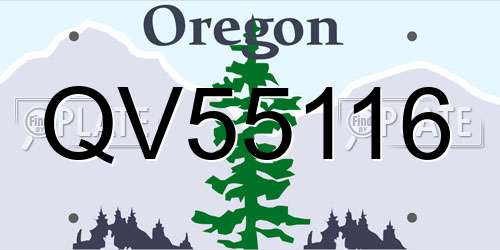 QV55116 Oregon License Plate