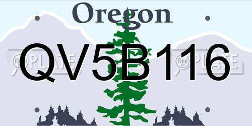QV5B116 Oregon License Plate