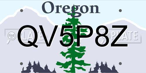 QV5P8Z Oregon License Plate