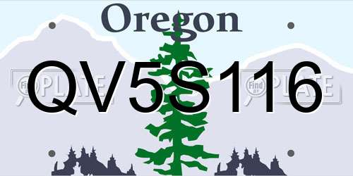 QV5S116 Oregon License Plate