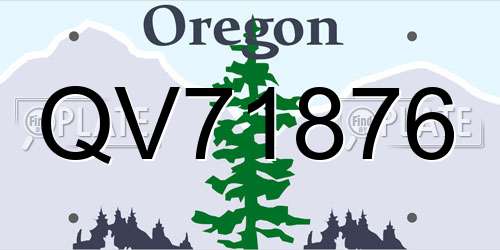 QV71876 Oregon License Plate