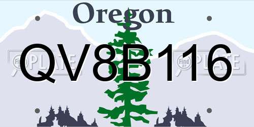 QV8B116 Oregon License Plate