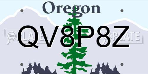 QV8P8Z Oregon License Plate