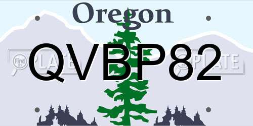 QVBP82 Oregon License Plate