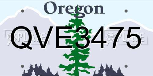 QVE3475 Oregon License Plate