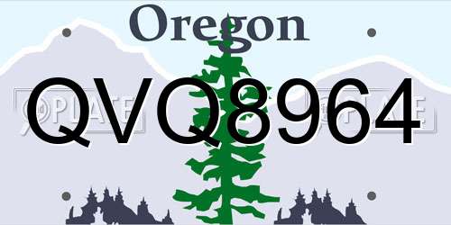 QVQ8964 Oregon License Plate