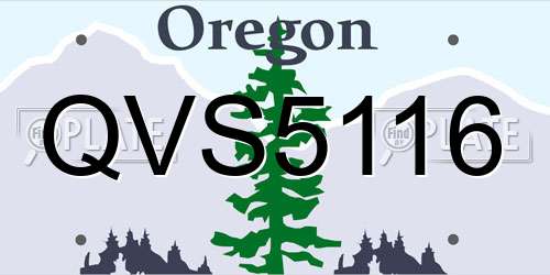 QVS5116 Oregon License Plate