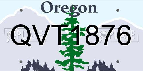 QVT1876 Oregon License Plate